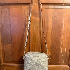 Michael Kors Cream Signature Crossbody Bag with Gold Hardware